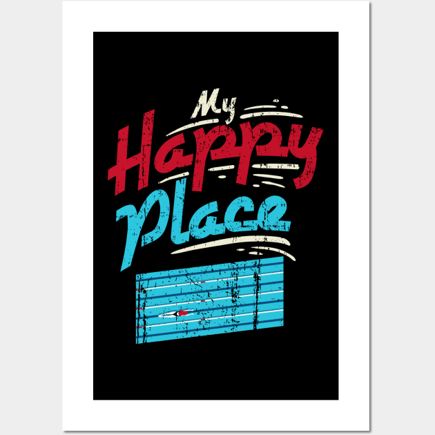 My Happy Place Swimming Pool - Swim Team Swimmer Gift Wall Art by biNutz